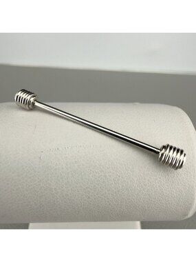 Vintage Silver Tone Collar Bar Pin Screw-Off Ends Men's Dumbbell Style 1.5”